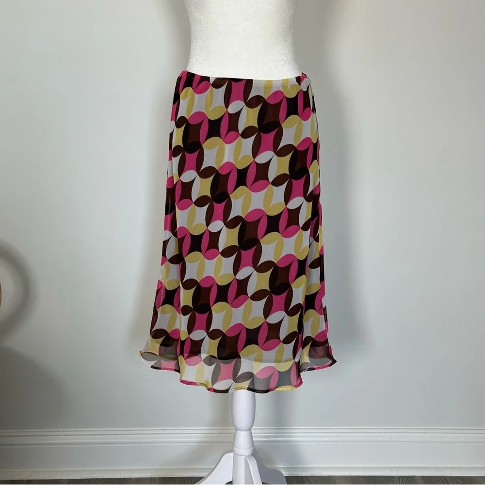 Y2K CATO Retro Geometric Print Midi Skirt – Vacation‎ & Festival Outfit